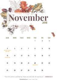 november 2018 calendar