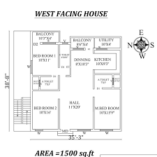 35 X38 9 West Facing 3bhk House Plan