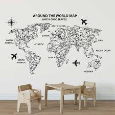 Around The World Map Vinyl Wall Art Decal