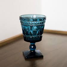 Blue Cut Glass Goblets Ae Creative