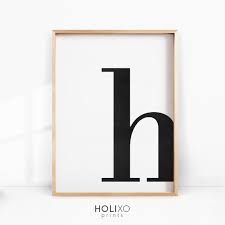 H Letter Print Monogram Wall Art