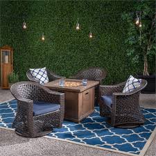 Outdoor Swivel Chair And Firepit Set
