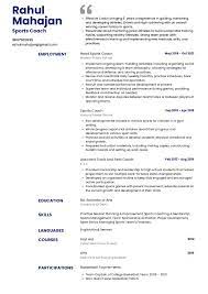 sle resume of sports coach with