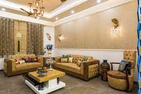 design with beige and brown sofas