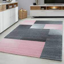 modern geometric rug pink and grey