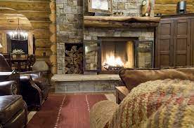 Log Cabin Fireplace Frontier Log Homes