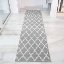 grey silver trellis runner rug for hall