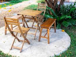 Outdoor Garden Table Set Empty Wooden