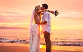 kiss at sunset cute couple marriage