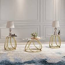 Gold Coffee Table And 2 Gold End Tables