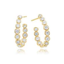 18k white gold diamond hoop earrings