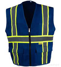 9 pockets high visibility blue safety vest for men and women |hi vis vest with z. Professional Royal Blue Safety Vest