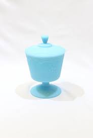 Vintage Fenton Blue Milk Glass Candy