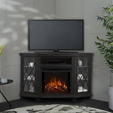 Corner Electric Fireplace In Gray