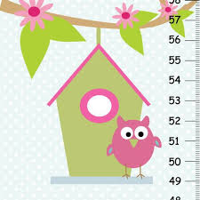 Canvas Growth Chart Owl Nursery For Girl