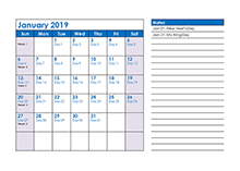 2019 Yearly Julian Calendar Free Printable Templates