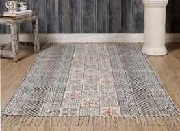 cotton hand block print carpet indian