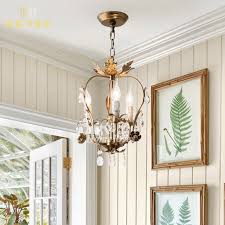 Small Chandelier Crystal Wrought Iron Rustic Lighting Vintage 3 Light
