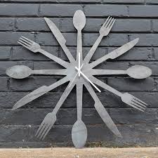 Foodie Metal Clock Rustic Home Cutlery