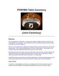 pow mia table ceremony korea cold war