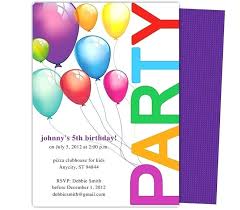 Kids Party Templates Balloons Birthday Invitations