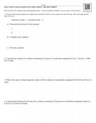 Worksheet For Part Ii Avon Chemistry
