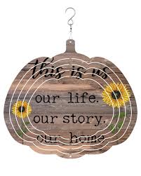 Amazon.com: Stainless Wind Spinner, Summer Farm This is Us Our Life Our  Story Our Home Sunflower Vintage Wooden Wind Sculpture Metal Decoration  with Swivel Hanging Hooks for Garden, Yard, Patio, 10 Inch-Pumpkin :