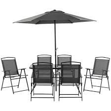 Outsunny 8 Piece Patio Dining Set With