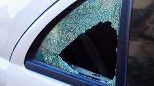 Broken Car Window Glass From Trim