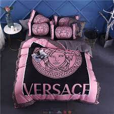 versace pink black pillow case luxury