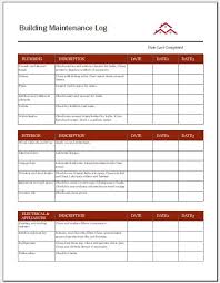 Preventive maintenance schedule templates are proven to be highly useful when it comes to automating tasks that need to happen on a periodical basis but, have been somewhat ignored due to the infrequency. Building Maintenance Log Templates Word Excel Templates