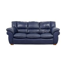 navy blue leather three cushion sofa