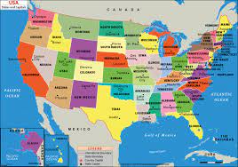 United states of america), сша (англ. United States Map With Capitals Us States And Capitals Map