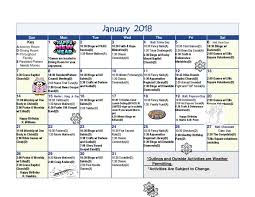 Activities Calendar January 2018 Dinwiddie Health Rehab Center
