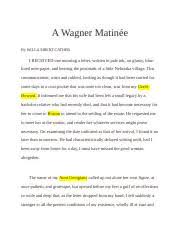 Wagner Matinee Analytical Essay
