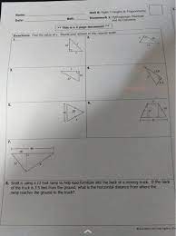 Geometry unit 8 right triangles and trigonometry. Solved Name Date Unit 8 Right Triangles Trigonometry Chegg Com