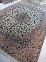 handmade esfahan wool silk carpet
