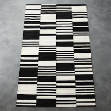 bond black white uneven striped hide rug