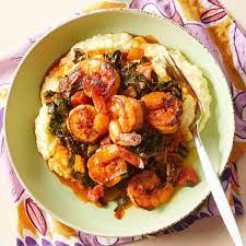 smoky collards shrimp with cheesy grits