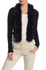 Sofia Cashmere Genuine Dyed Fox Fur Trim Cashmere Cardigan Hautelook