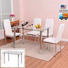 47 2 In Rectangle Silver Glass Top Dining Table Seats 4