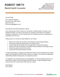mental health counselor cover letter
