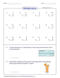 Select the times tables for the worksheet. 4th Grade Math Worksheets