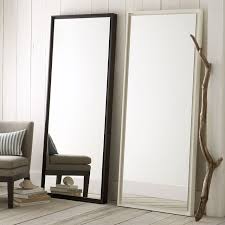 floating white lacquer floor mirror