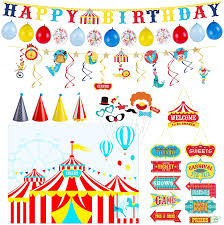 Elite circus theme decoration ideas home &amp; Amazon Com Decorlife Carnival Theme Party Decorations For Kids Includes Circus Backdrop Doorway Curtain Porch Sign Cutouts Hanging Swirls Photo Props Hats Banners 68pcs Toys Games