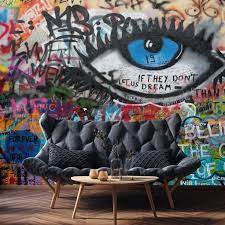 Urban Living Room Graffiti Wallpaper