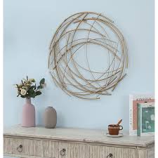 Gold Metal Abstract Swirl Round Wall