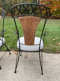 3 Wrought Iron Dining Patio Chairs With