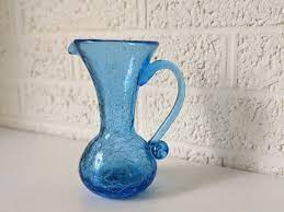 Vintage Blue Le Glass Pitcher Vase