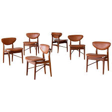 We also showcase dining alternatives. Finn Juhl 6 Nv 55 Dining Chairs Teak Brown Leather Niels Vodder 1955 Danish For Sale At 1stdibs